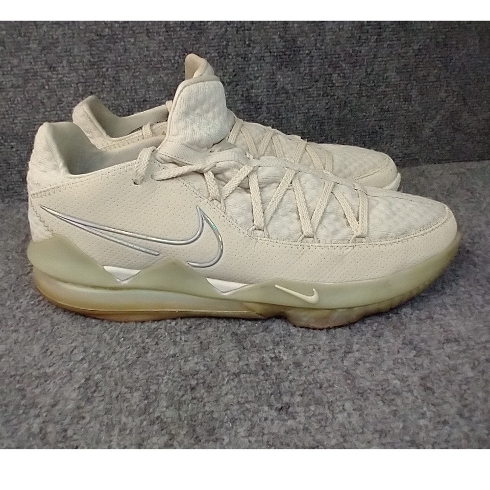 Nike LeBron 17 Low Mens Size 13 Light Cream Silver CD5007-200 Basketball Shoes